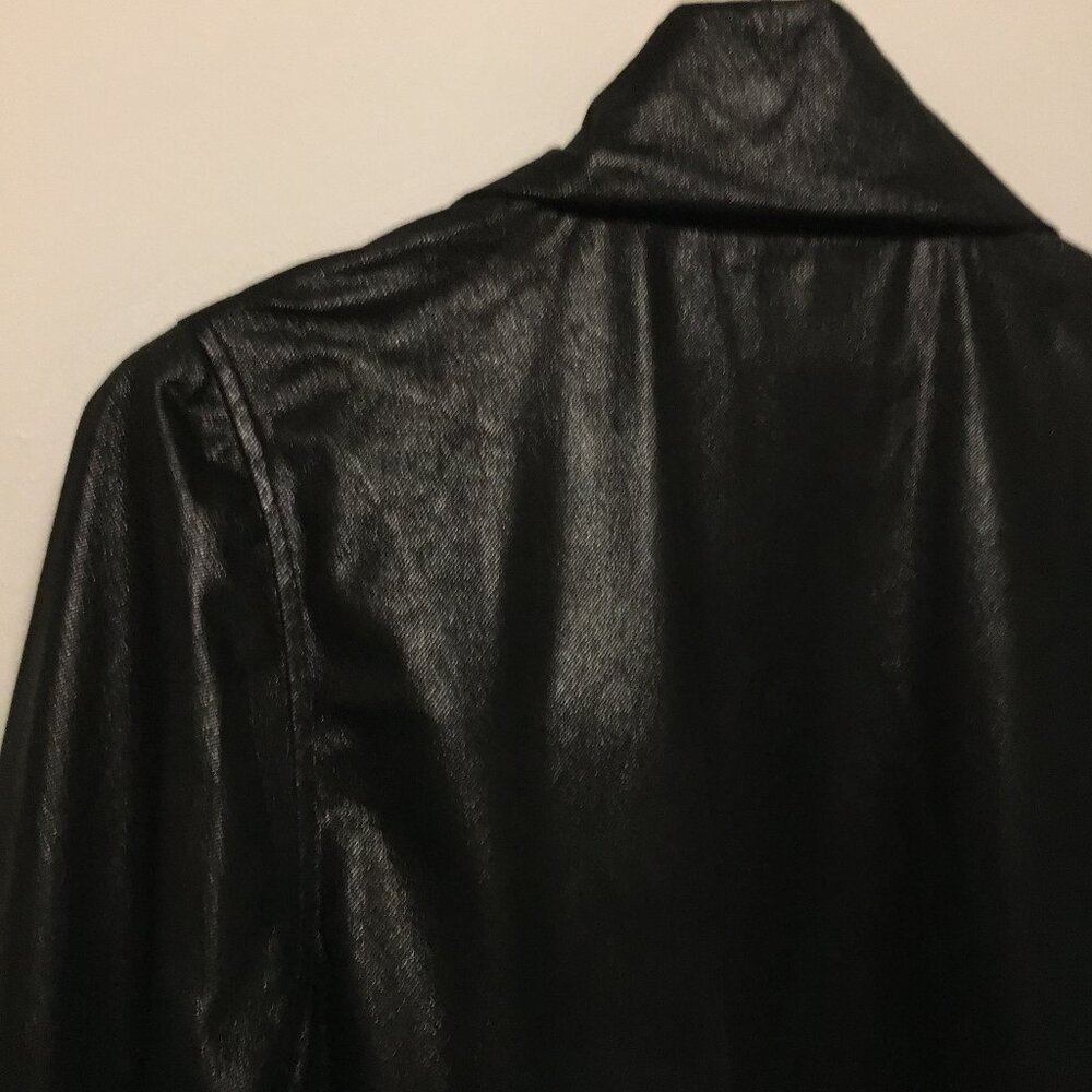 Gilmour Vancouver Long Black Shiny Y2K Cyberpunk Open Cardigan - Picture 7 of 16